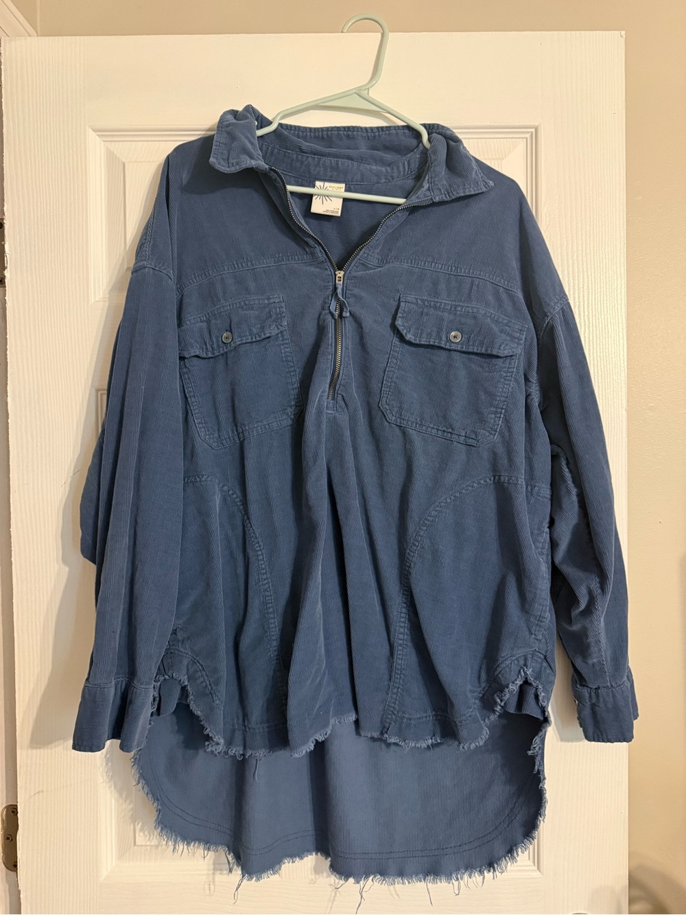 aerie Blue Button-Pocket Half-Zip Oversized Jacket